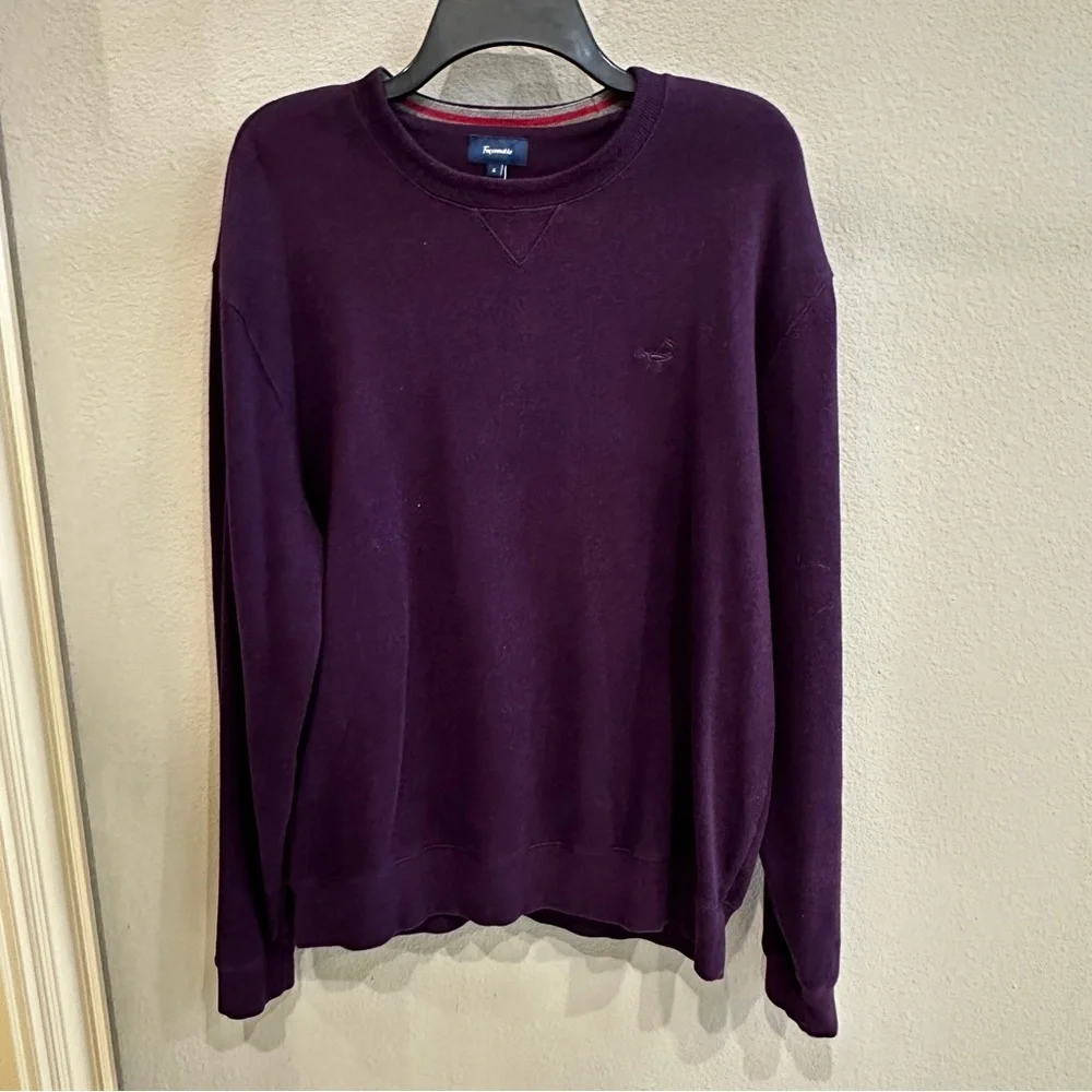 Faconnable Men’s purple eggplant Crewneck Sweatshirt Pullover 100% Cotton Size L